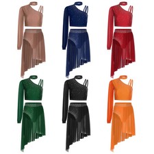 Womens Outfit Competition Dress Ballroom Dancewear Briefs Dance Ballet Sparkly