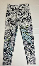 CALVIN KLEIN Women's Leggings Thigts  High Rise Pants  Floral Size S Black White