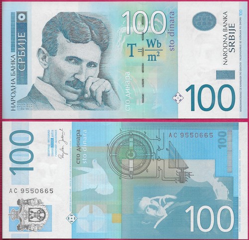 SERBIA 100 DINARA 2006 UNC AC,1st COAT OF ARMS,PORTRAIT OF THE SCIENTIST NIKOLA - 第 1/1 張圖片