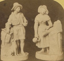 WOOD CUTTER AND COMPANION, STATUE. STEREOVIEW.