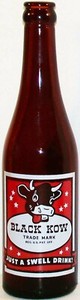 Vintage ACL soda pop bottle BLACK KOW amber 1941 cow picture new old stock nrmt