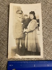 WWII Photo US Army Soldier Sweetheart Child Pose Coats