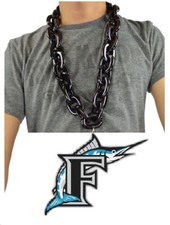 New MLB Florida Miami Marlins Big Fan Chain Jumbo Black Necklace Foam Team Logo