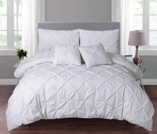 Image of Pintuck Top Notch Pinch Pleated Egyptian Polycotton Duvet Cover Bedding Set