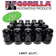 (20pc.) Gorilla Lug Nuts, Black, Honda Acura Ball Seat, 12mm x 1.50, 38138BC