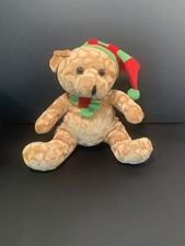 Brown Christmas Teddy Bear with Scarf and Hat Stuffed animal 10.5