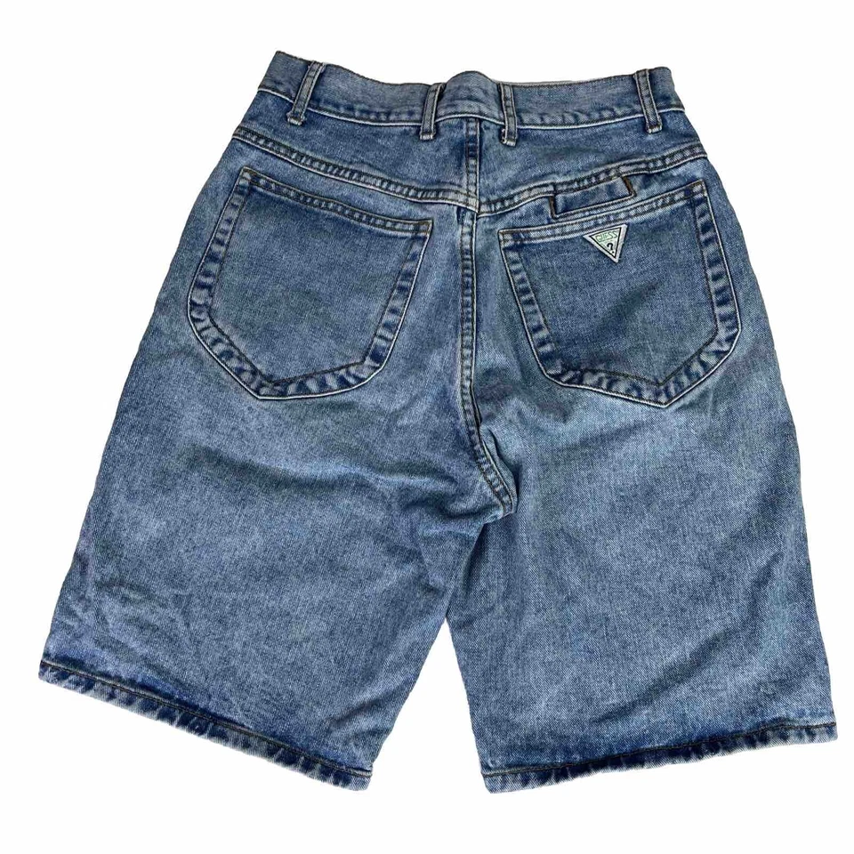 Pantalones Cortos Jean Guess Para Hombres 29 De Colección Años 90 Hechos en EE. UU. Botón Mosca Verde Triángulo Foto 2 de 4
