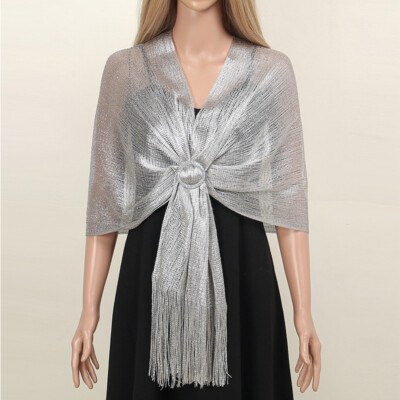 silver scarf for evening dress Women's Shawls and Wraps for Evening Dresses Wedding Scarf Elegant Bridal  Stoles Shrug for Bride and Bridesmaid main image 0