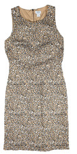 J Crew Sheath Dress Size 2 Leopard Print Lined Textured Sleeveless Zipper