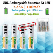 4 AAA 1100mAh Rechargeable Batteries NiMH charge battery toys remote lights