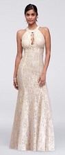 LACE HALTER DRESS WITH KEYHOLE NECK SIZE 10 NWT - PROM WEDDING SPECIAL OCCASION