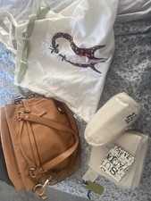 sugarjack Hannah tan leather bag, changing bag + accesories & dust bag