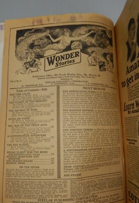 July 1930 vintage WONDER STORIES Gernsback PULP magazine SCIENCE