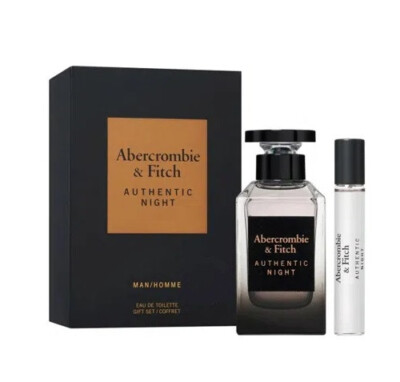 Abercrombie & Fitch Authentic Night Men 2Pcs Set 3.4 oz & 0.5 oz Edt Spray Nib