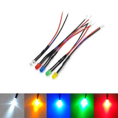 3mm LED mit 20cm Kabel 3V 6V 12V 24V 48V 110V 220V Leuchtdioden Deko LEDs Dioden