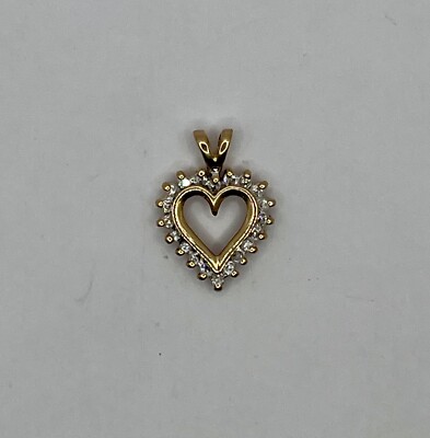 10k Yellow Gold Heart Pendant with Diamonds
