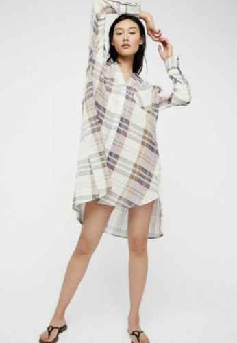 Free People Maxi Tunic Sheer white gray 