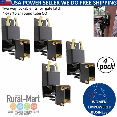 4-Pack Two-Way Lockable Gate Latch   Big Black, Heavy Duty for Barns & Farms