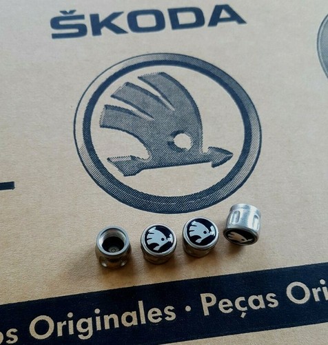4 Stück original Skoda Ventilkappen Kappen Ventile für Alufelgen valve caps RS - 第 3/3 張圖片