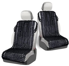 Black Wooden Beaded Comfort Seat Cover 2-Pack Premium Quality Full Car Driver...