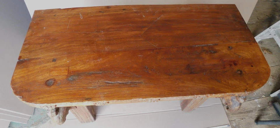 Consola tallada mesa de altar elefantes del sudeste asiático astillado estante de madera dura Foto 2 de 4