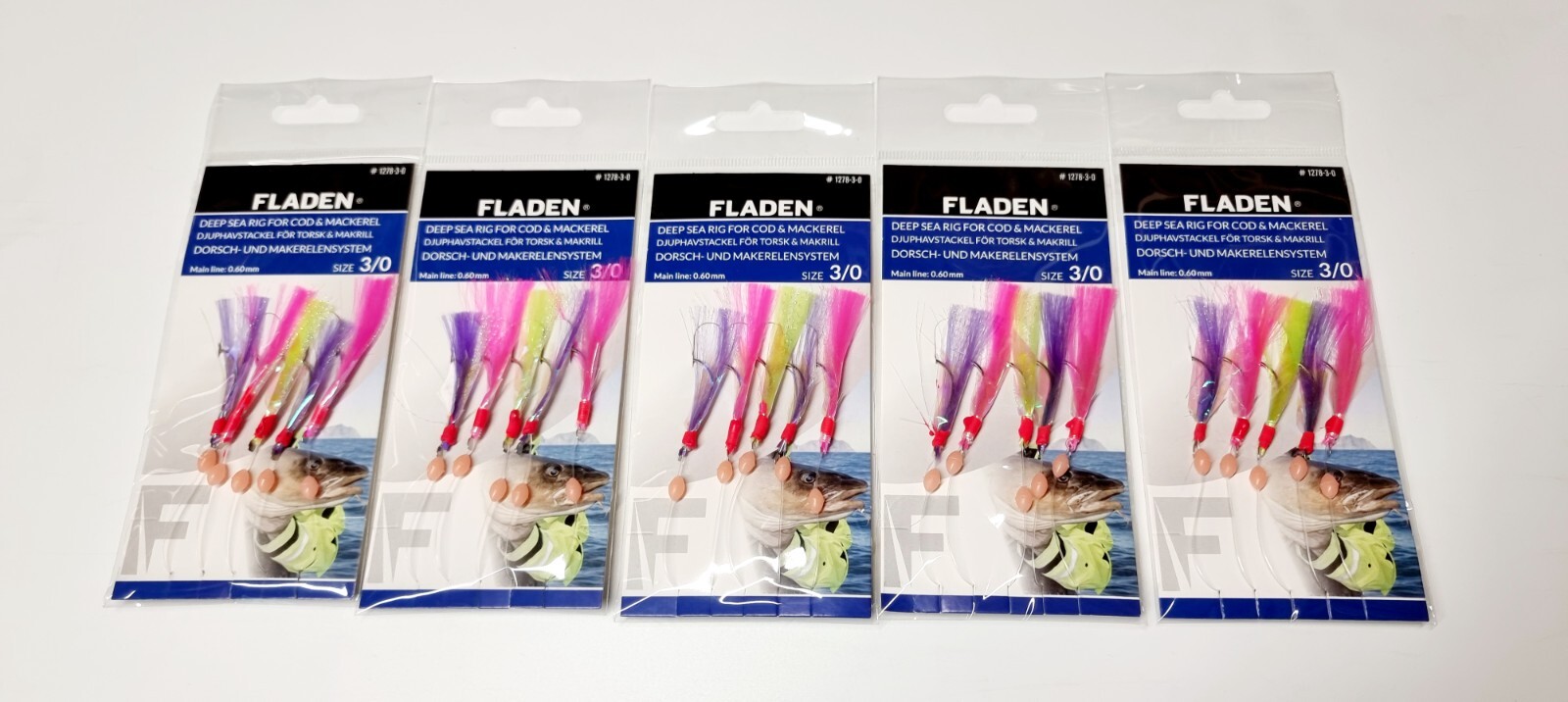 5 X Feather Flash 5 Hook Mackerel Fishing Rig 3/0 (5 Rigs) - Fladen ...