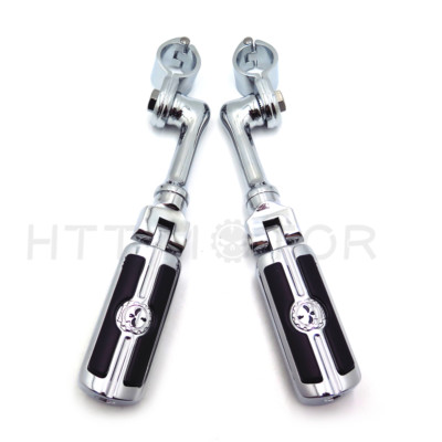 Chrome Angle Adjustable 1.5'' Skull FootPeg For Honda GoldWing Shadow Valkyrie