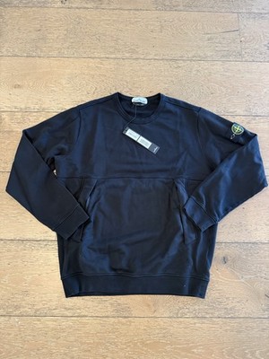 STONE ISLAND Men's XL Pullover Sweatshirt Black Front Pocket