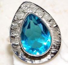 4CT Natural Flawless Blue Topaz 925 Sterling Silver Ring Jewelry Sz 7.5 B15-1