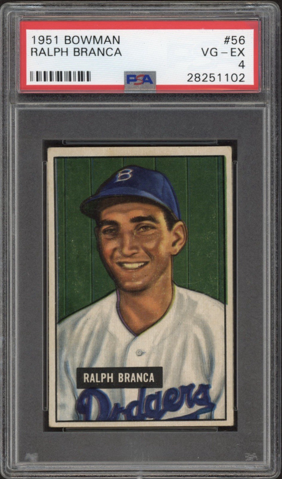 1951 Bowman Ralph Branca #56 PSA 4 VG-EX Brooklyn Dodgers