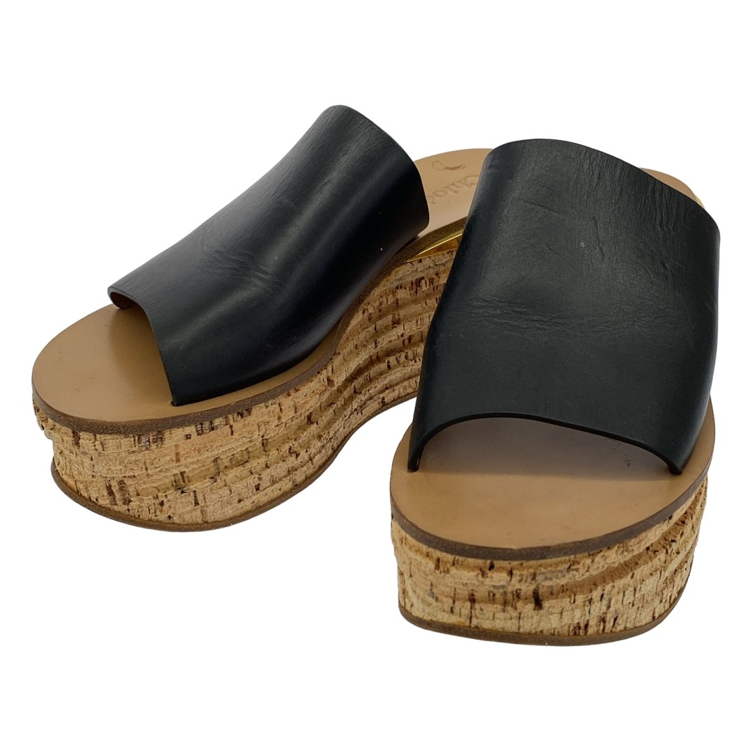 Chloe Camille Cork Wedge Sandals Brown Black 36 Used MESC-0