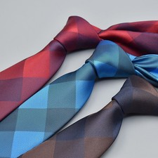 Men's Tie 6cm Plaid Necktie Satin Work Meeting Gentleman Prom Party with Box