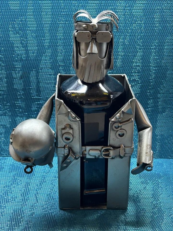 Металлический держатель для винной бутылки байкерская скульптура МОТОЦИКЛЫ ручной работы стиль H&K - Изображение 3 из 4