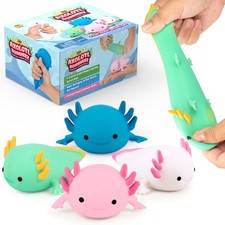 YoYa Toys Squisheez Axolotl 4Pack - Mini Squishy Animal Small, Vibrant Colors