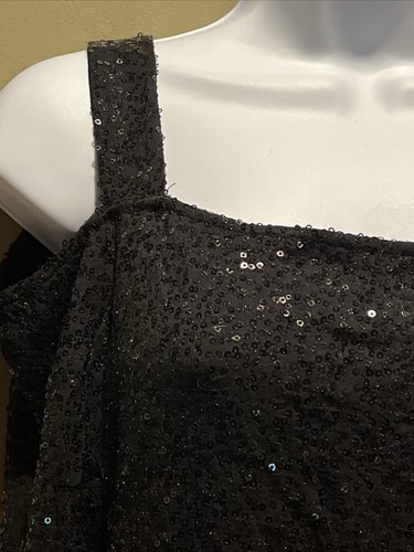 inc international concept top donna nero M spalle fredde paillettes collo quadrato - Foto 5 di 10
