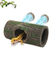 Magnetic Crested Gecko Hide - Resin Hollow Log Cave, Reptile Wood color