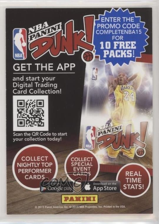 2015-16 Panini Prizm Panini Dunk! Expired Offer Kobe Bryant HOF 0e3