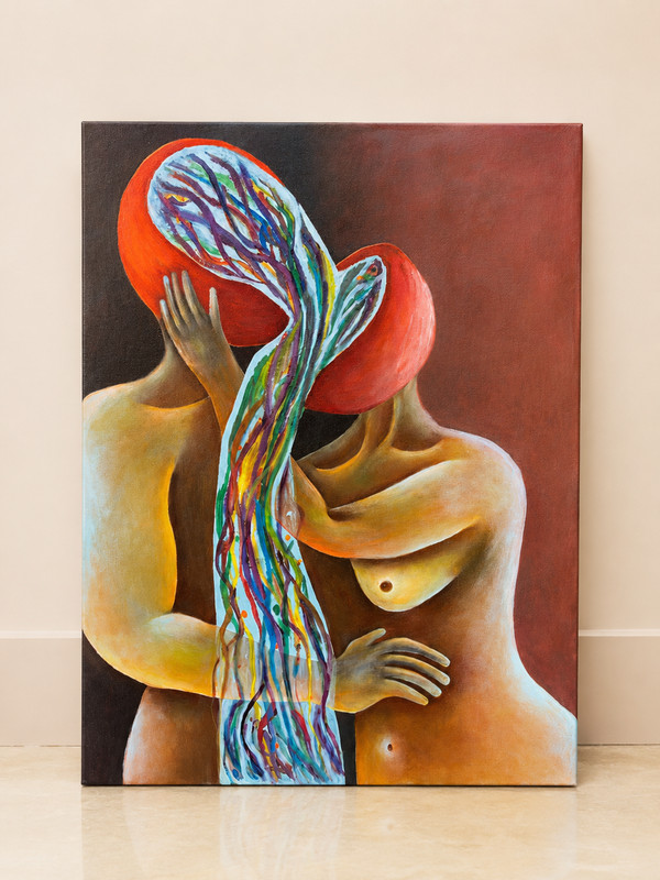 Original Acrylic Painting 18x24 Contemporary Surreal Figurative Art Signed Canva