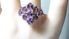 SOLID 10K GOLD COCKTAIL RING W/ CLUSTER NATURAL AMETHYST & DIAMONDS — photo 4