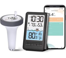 Wireless WiFi Pool Thermometer with Easy-to-Read 4" Digital LCD Display,