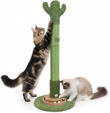 41.5" Cactus Cat Scratching Post, Heavy Duty Sisal Scratcher with Interactive Ba