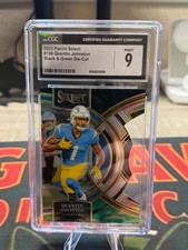 2023 Panini Select Quentin Johnston RC #196 Black Green Prizms Die Cut CGC 9