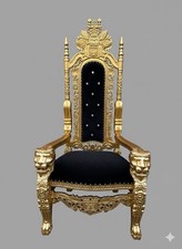 Throne Chair - Wedding Chair -  Gold Frame - Lion Chair  King  - Black Velvet