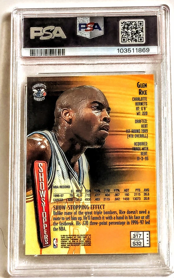 Glen Rice 1997-98 Finest Gold Raro #317 PSA 10 Población Recién Calificada 2🔥 Foto 2 de 2