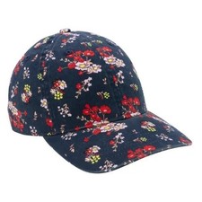 Dark Navy Floral Women's Ponytail Fashion Print Cap