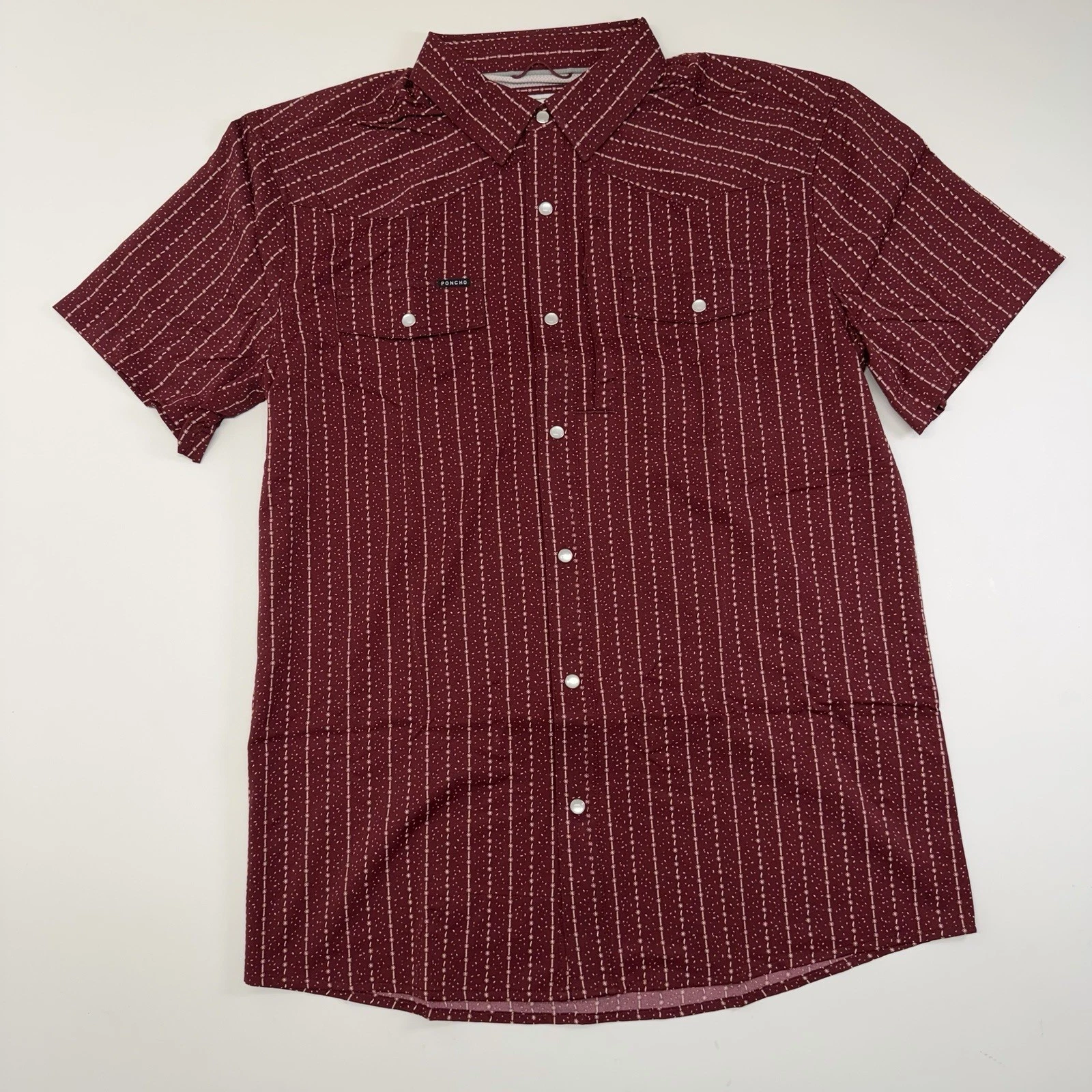 Poncho Men’s Shirt Pearl Snap The Farmer Short Sleeve Large Slim Fit Vented New
Opens in a new windo