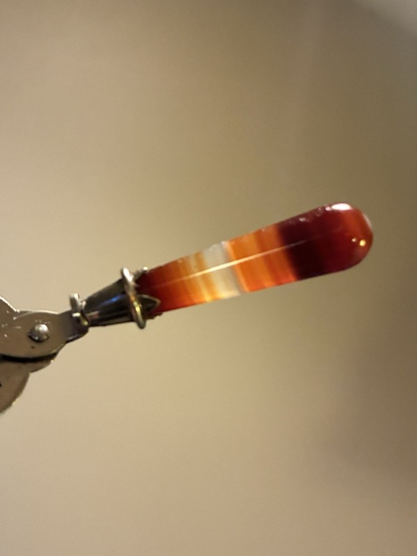 ANTIQUE SILVER NOVELTY BOOKMARK TROWEL BANDED AGATE HANDLE 1912