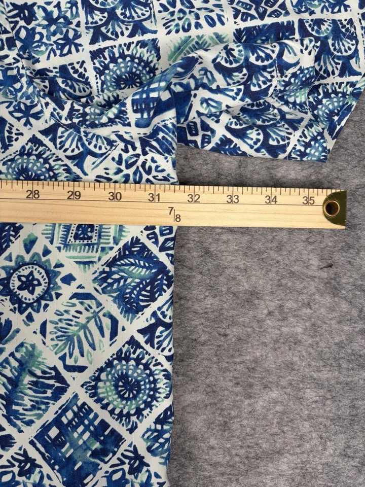 Tommy Bahama Shirt Mens 3XLB Silk Blue Geometric Mosaic Print Hawaiian Resort - Image 4 of 4