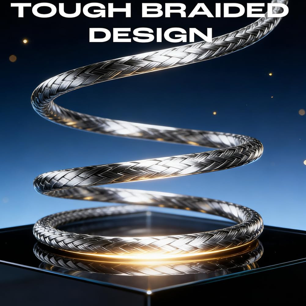 240W Fast Charging Cable & Invisible Phone Stand | Type-C to Type-C Braided Cord