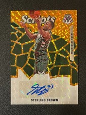 Sterling Brown 2019-20 Mosaic Basketball Auto Scripts Orange Bucks 